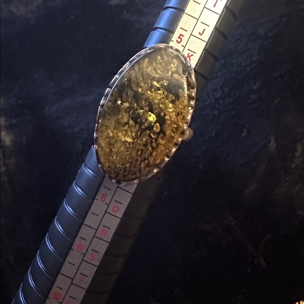Green Baltic Amber Ring